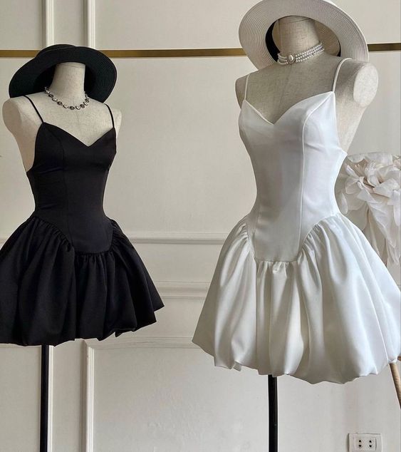 Simple A line Short Birthday Dress Satin Straps Homecoming Dresses
