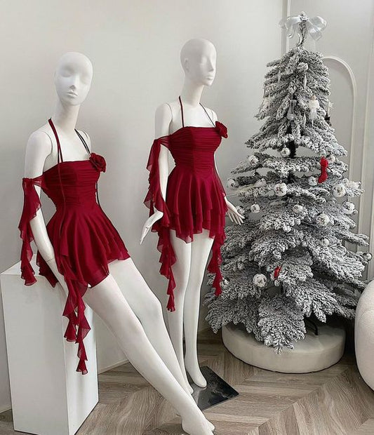 Simple Burgundy Chiffon Birthday Dress Homecoming Dresses