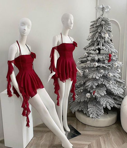 Simple Burgundy Chiffon Birthday Dress Homecoming Dresses
