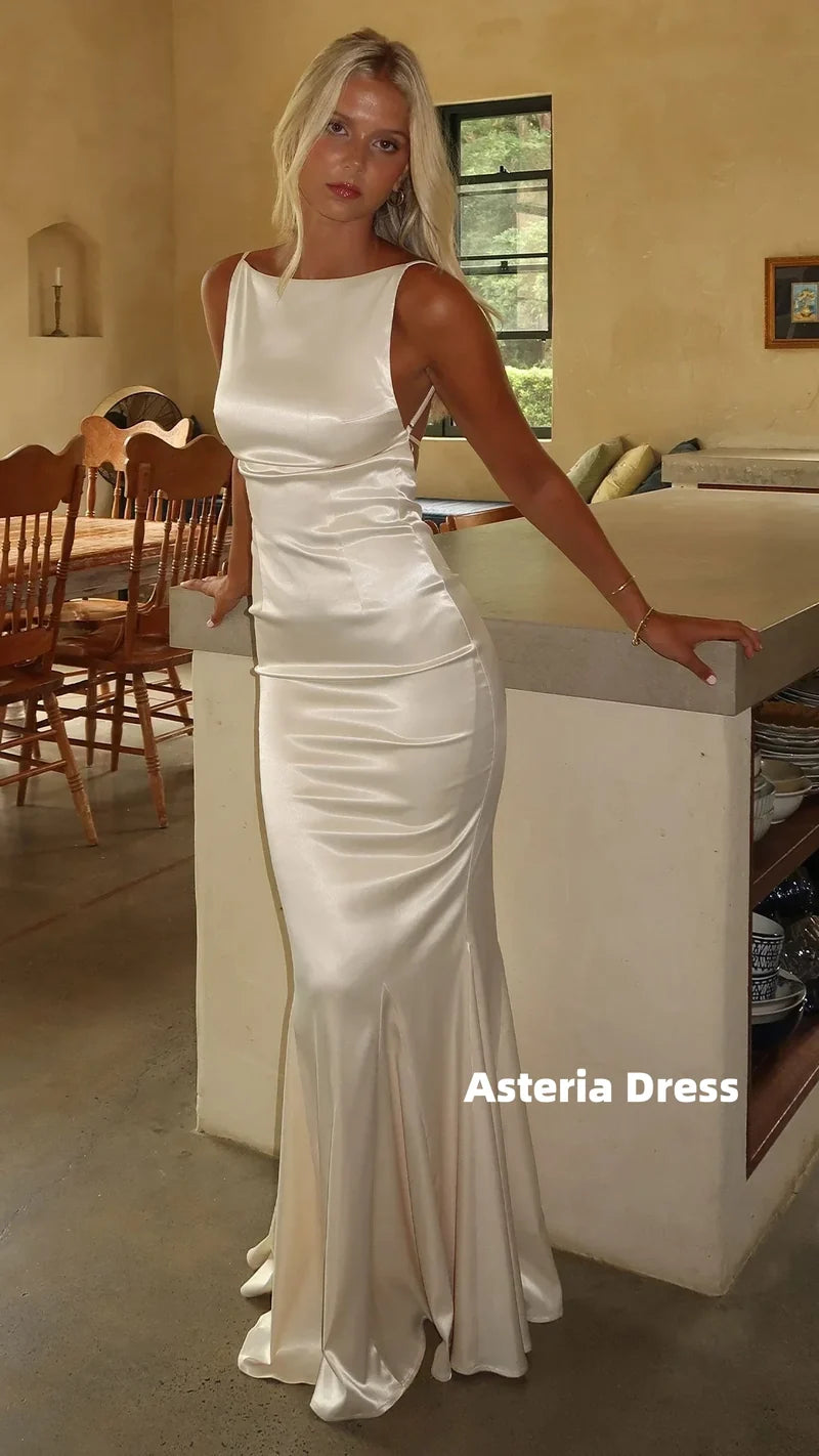Simple Custom Made Ivory Mermaid Prom Dresses Backless Formal Dress, AST2323