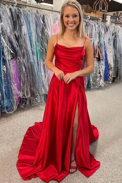Simple Green A-line Spaghetti Straps Long Prom Dress