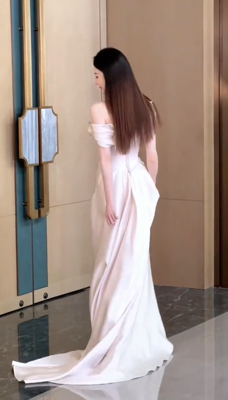 Simple Mermaid Off The Shoulder Satin Pleated Long Wedding Dresses