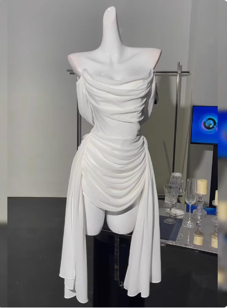 Simple Off The Shoulder Pleated Chiffon White 17th Birthday Homecoming Dress