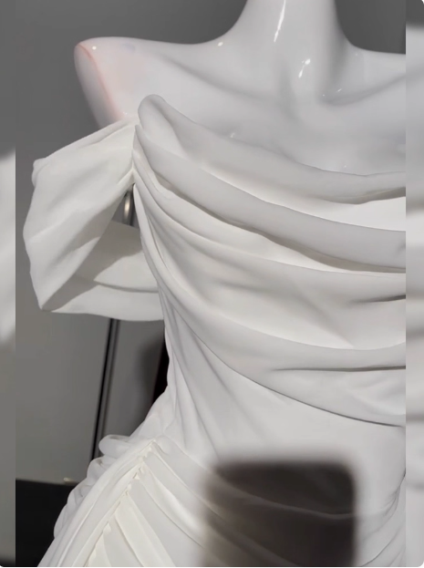 Simple Off The Shoulder Pleated Chiffon White 17th Birthday Homecoming Dress