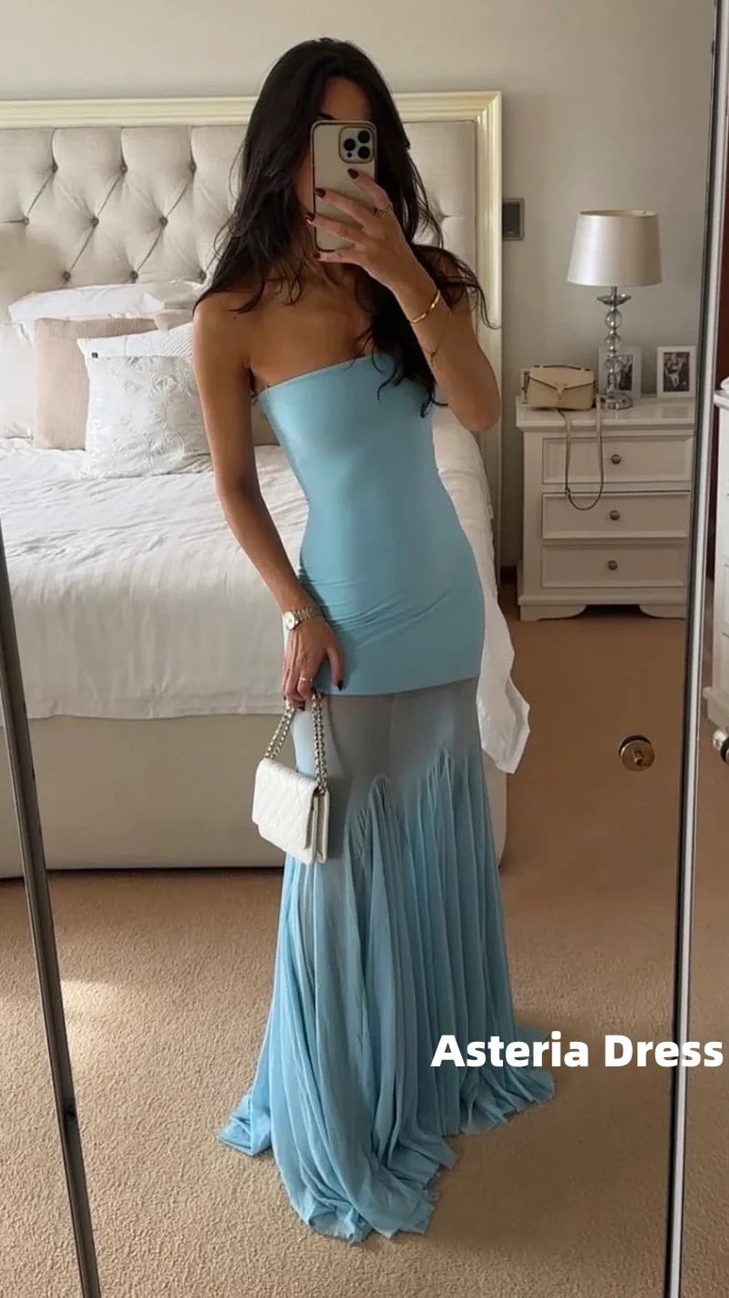 Simple Yellow Strapless Prom Dress, AST2326