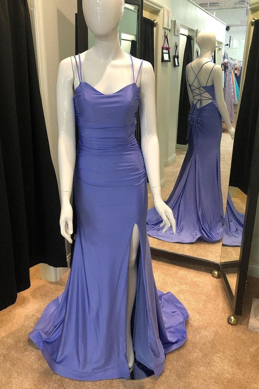 Simply Purple Mermaid Long Prom Dress with Slit