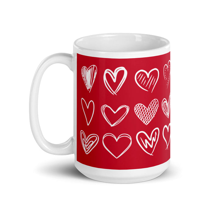 Sketched Hearts Valentine's Day Coffee Mug 15 oz. White