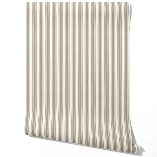 Neutral Geometric Striped Traditional Wallpaper (Beige/ Brown/ Warm Grey)
