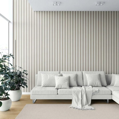 Neutral Geometric Striped Nursery Wallpaper (Beige/ Brown/ Warm Grey)