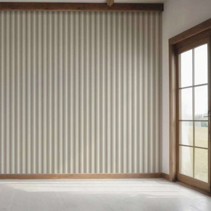 Neutral Geometric Striped Bedroom Wallpaper (Beige/ Brown/ Warm Grey)
