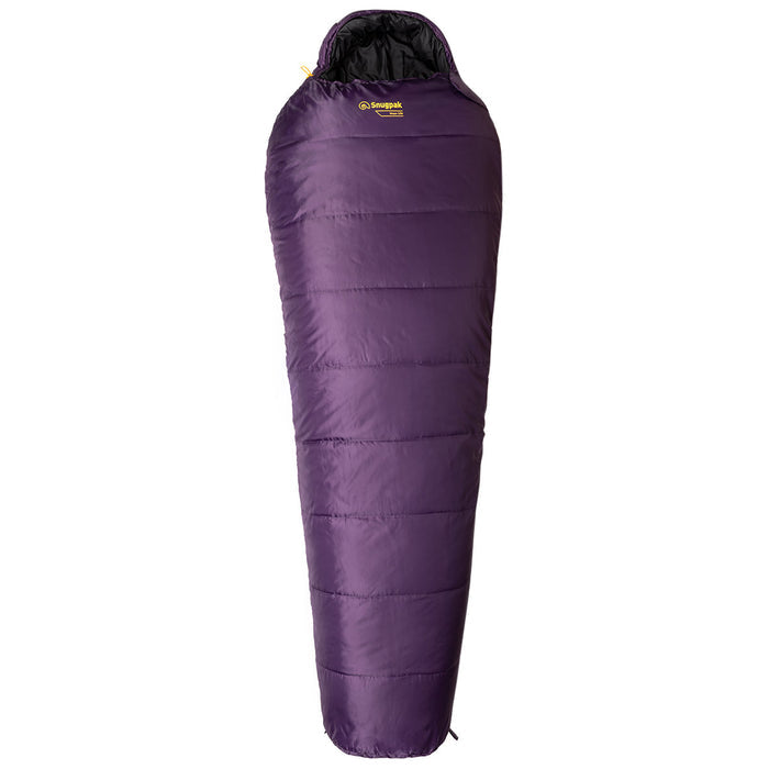 zipped up snugpak purple sleeper lite sleeping bag