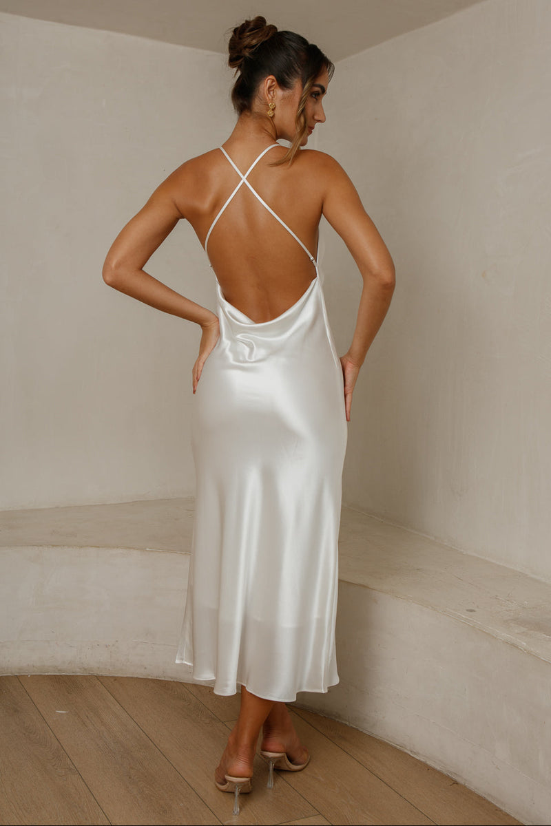Sophia Cowl Midi Dress - Ivory