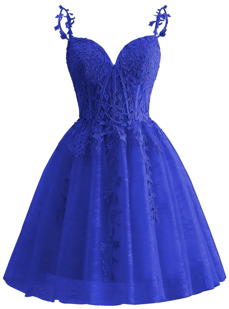 Spaghetti Strap Lace Homecoming Dresses for Teens 2024 Tulle Short Prom Dress Cocktail Gowns