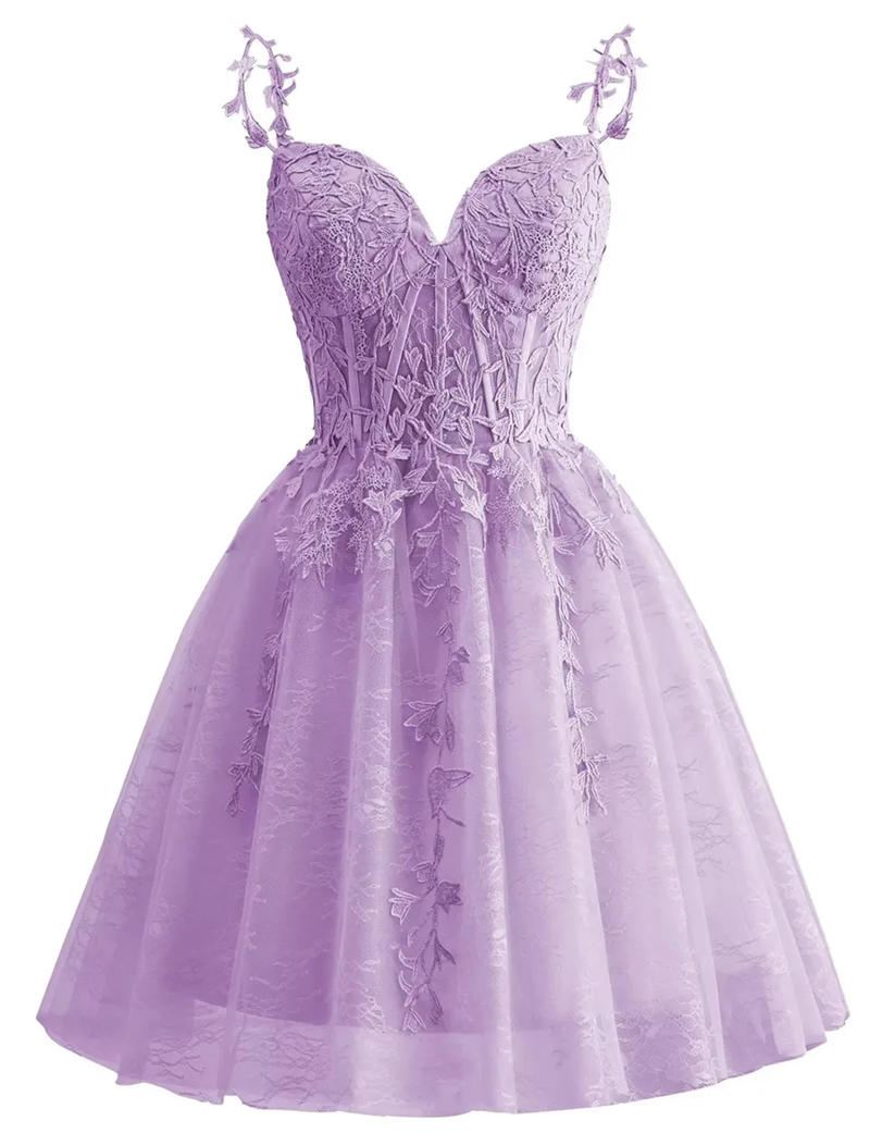 Spaghetti Strap Lace Homecoming Dresses for Teens 2024 Tulle Short Prom Dress Cocktail Gowns