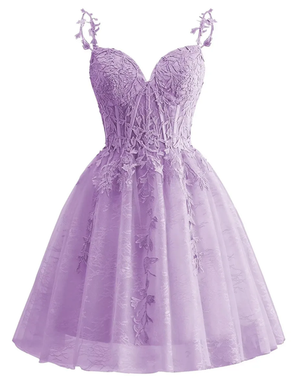 Spaghetti Strap Lace Homecoming Dresses for Teens 2024 Tulle Short Prom Dress Cocktail Gowns