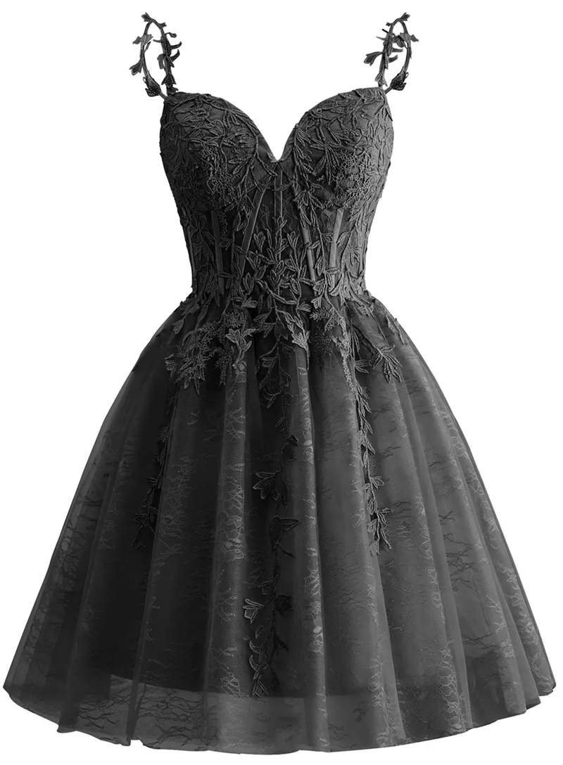 Spaghetti Strap Lace Homecoming Dresses for Teens 2024 Tulle Short Prom Dress Cocktail Gowns