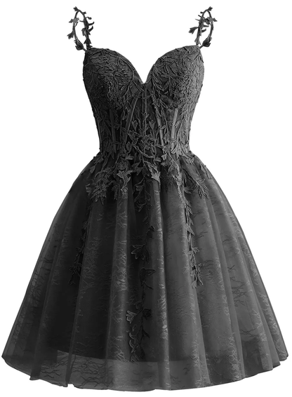 Spaghetti Strap Lace Homecoming Dresses for Teens 2024 Tulle Short Prom Dress Cocktail Gowns