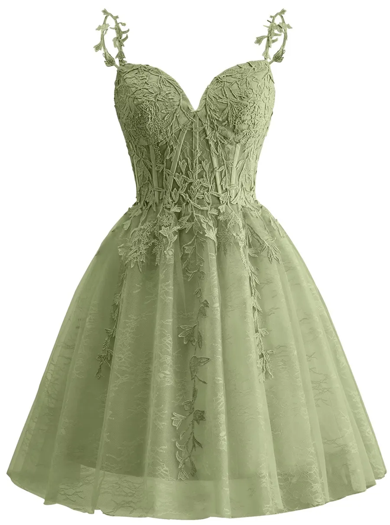 Spaghetti Strap Lace Homecoming Dresses for Teens 2024 Tulle Short Prom Dress Cocktail Gowns