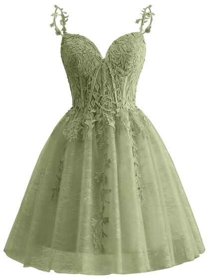 Spaghetti Strap Lace Homecoming Dresses for Teens 2024 Tulle Short Prom Dress Cocktail Gowns