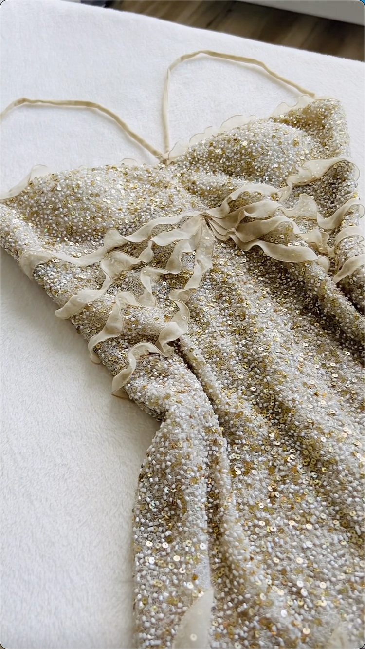 Spaghetti Straps Sequin Long Evening Prom Dresses With Slit