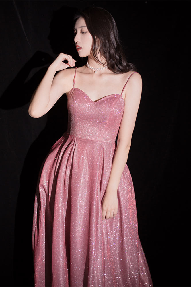 Spaghetti Straps Watermelon Long Prom Dress
