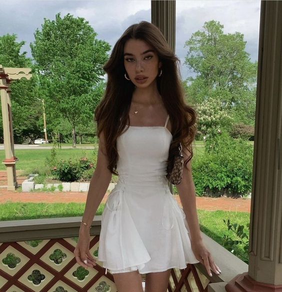 Spaghetti Straps White A Line Homecoming Dress