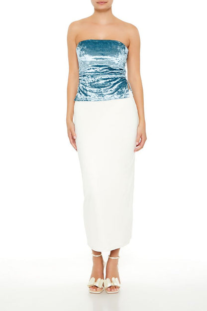 Split-Hem Velvet Tube Top