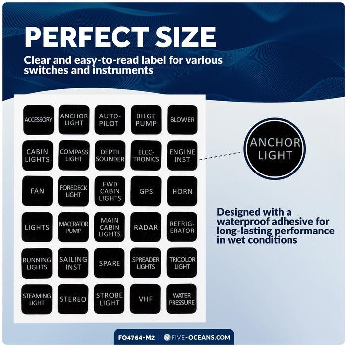 Square Switch Panel Labels, 30 Pieces Per Sheet, 2-Pack - FO4764-M2 - Five Oceans