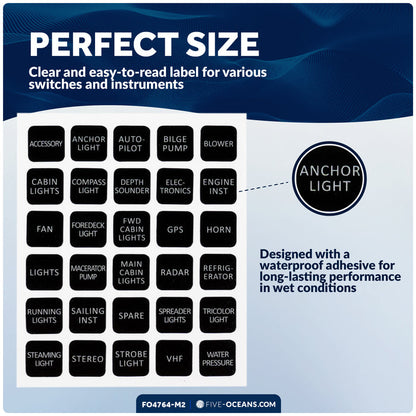 Square Switch Panel Labels, 30 Pieces Per Sheet, 2-Pack - FO4764-M2 - Five Oceans