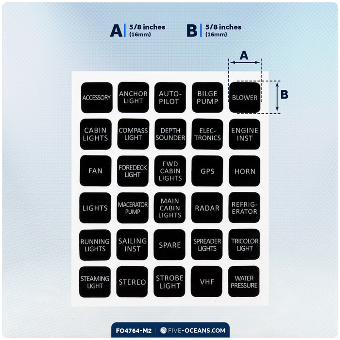 Square Switch Panel Labels, 30 Pieces Per Sheet, 2-Pack - FO4764-M2 - Five Oceans