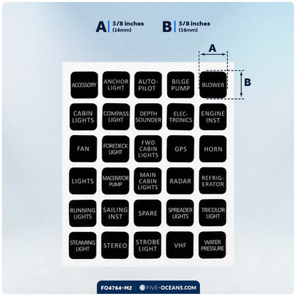 Square Switch Panel Labels, 30 Pieces Per Sheet, 2-Pack - FO4764-M2 - Five Oceans