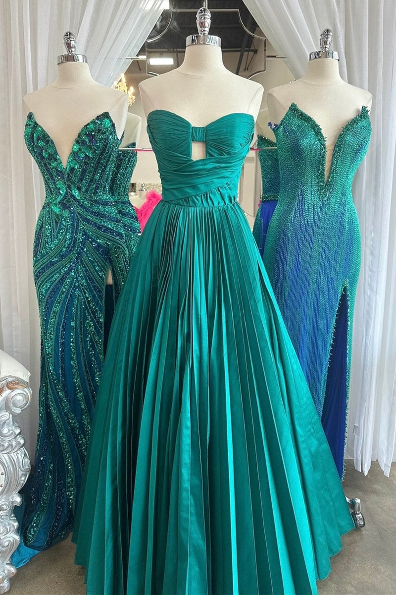 Strapless Hot Pink Ruched Keyhole A-line Prom Dress