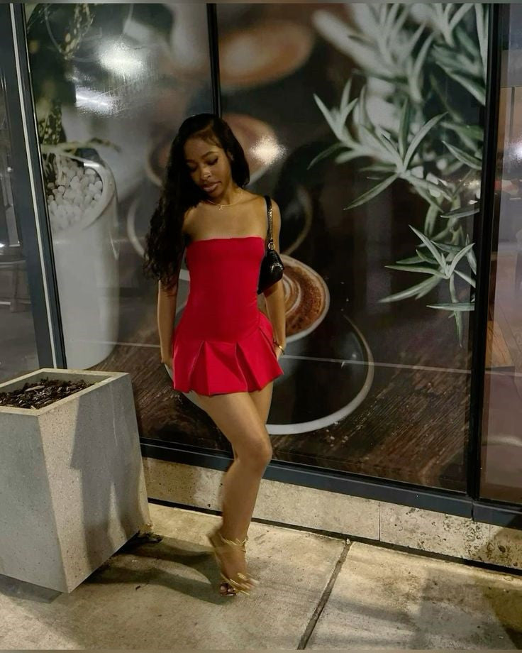 Strapless Red Homecoming Dress A Line Short Birthday Dress
