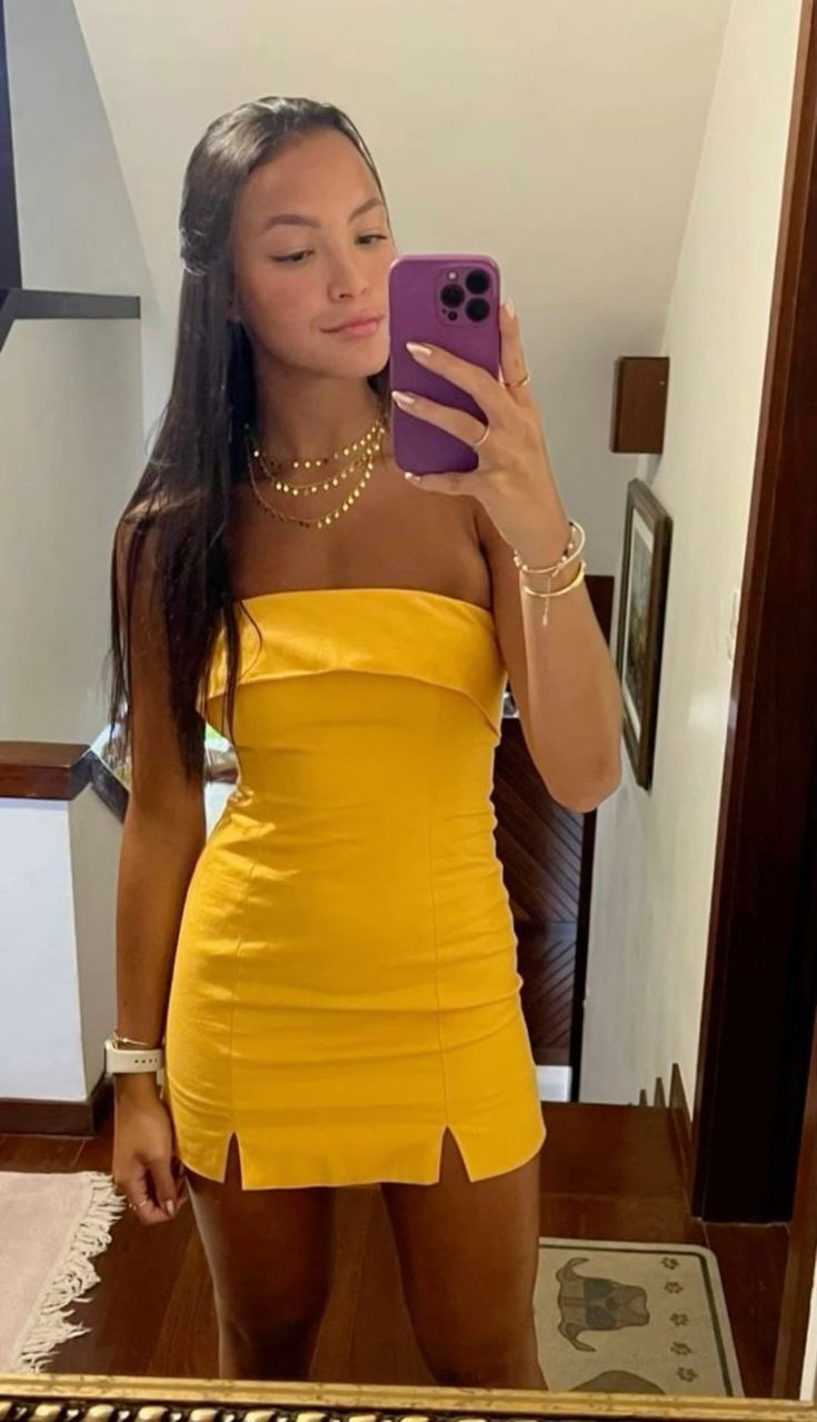 Strapless Yellow Short Prom Party Dress Homecoming Dress