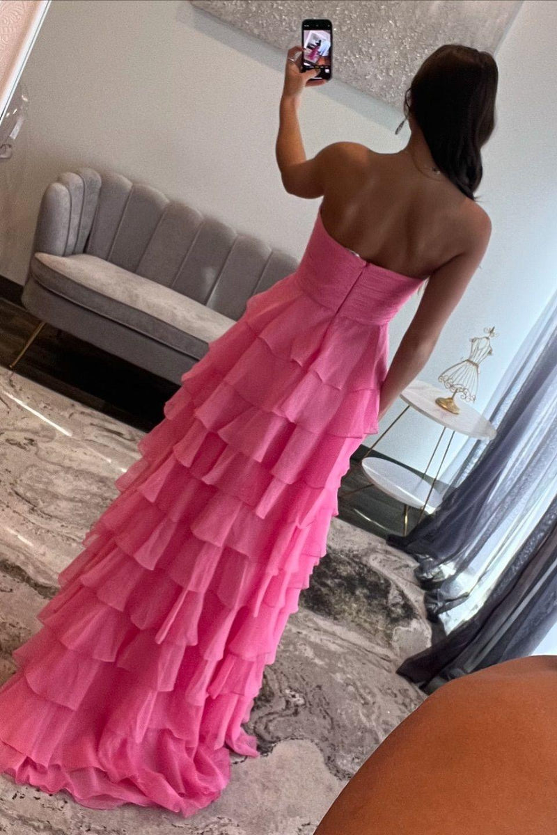Straps Green Chiffon Tiered Ruffle Party Dress