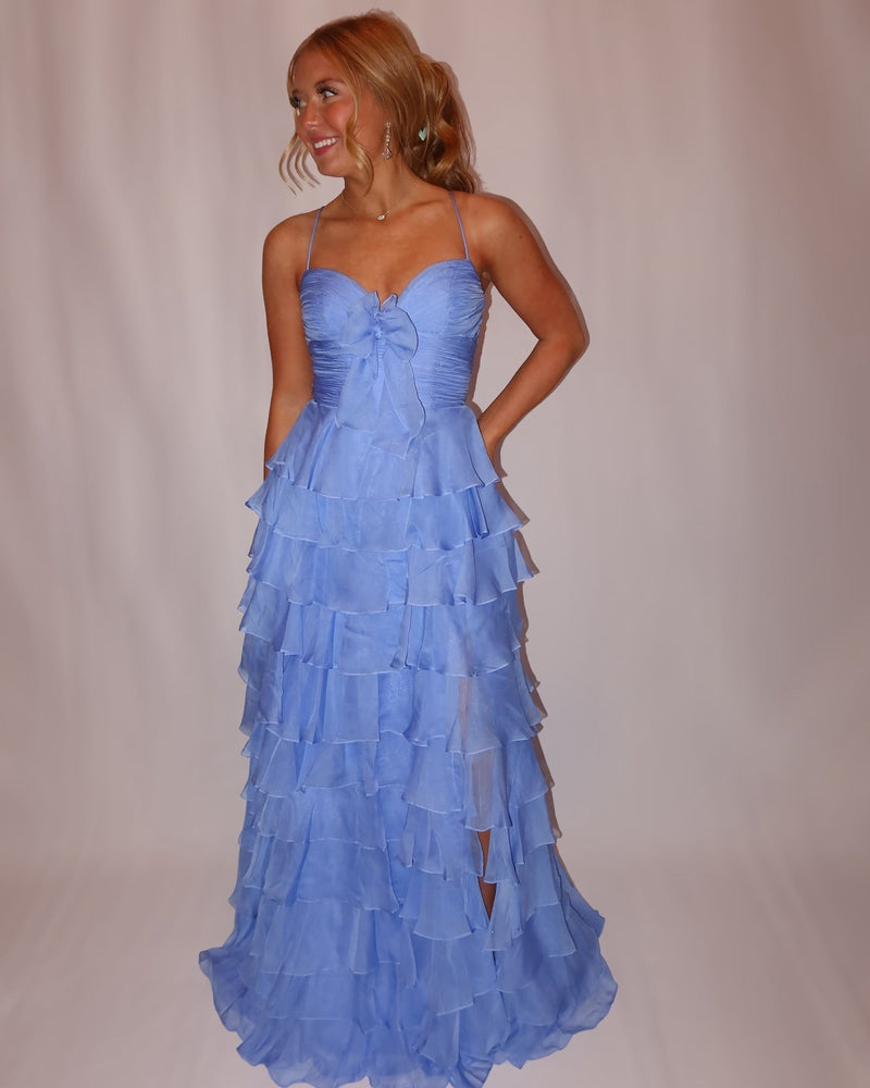 Straps Green Chiffon Tiered Ruffle Party Dress