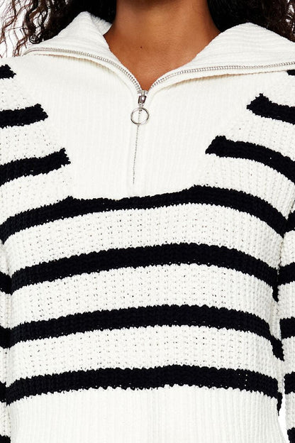 Striped Half-Zip Sweater