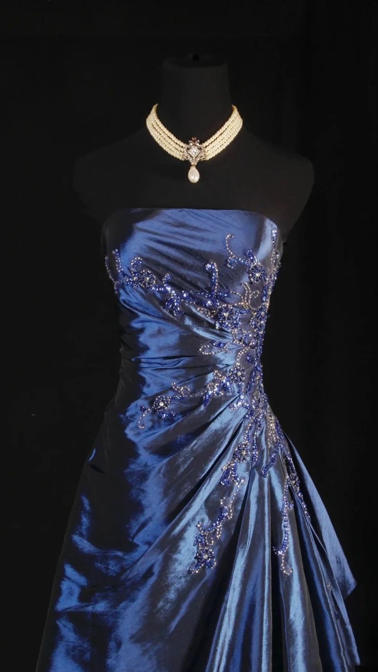 Stunning Blue Strapless Beaded Long Prom Dresses Evening Formal Dress,AST2284