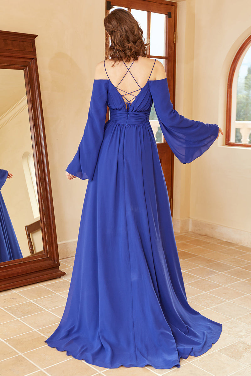 Stunning Bluetti Strap Long Sleeve Comfortable Prom Dress