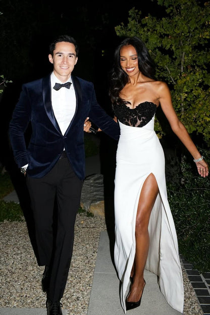 Stunning Mermaid Sweetheart White Long Prom Dress with Split Front