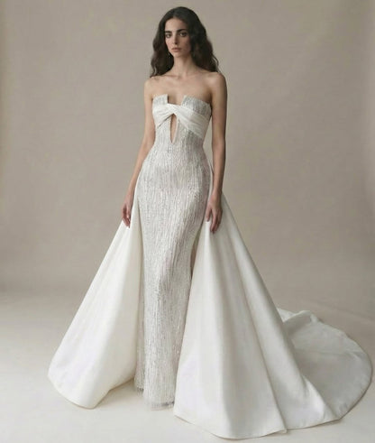 Stunning White V-Neck Prom Dress Sleeveless Floor Length with Beaded