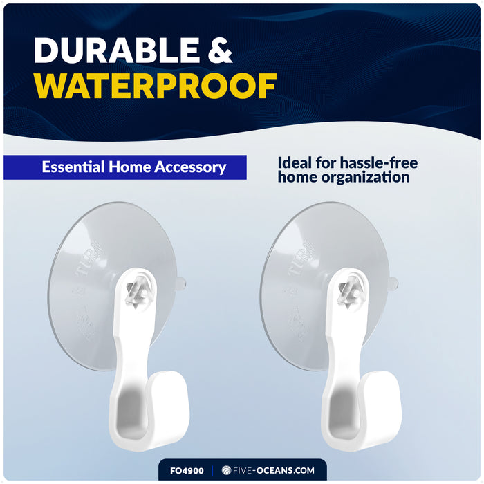 Suction Cup with Hook, White, 2-Pack - FO4900 - Five Oceans
