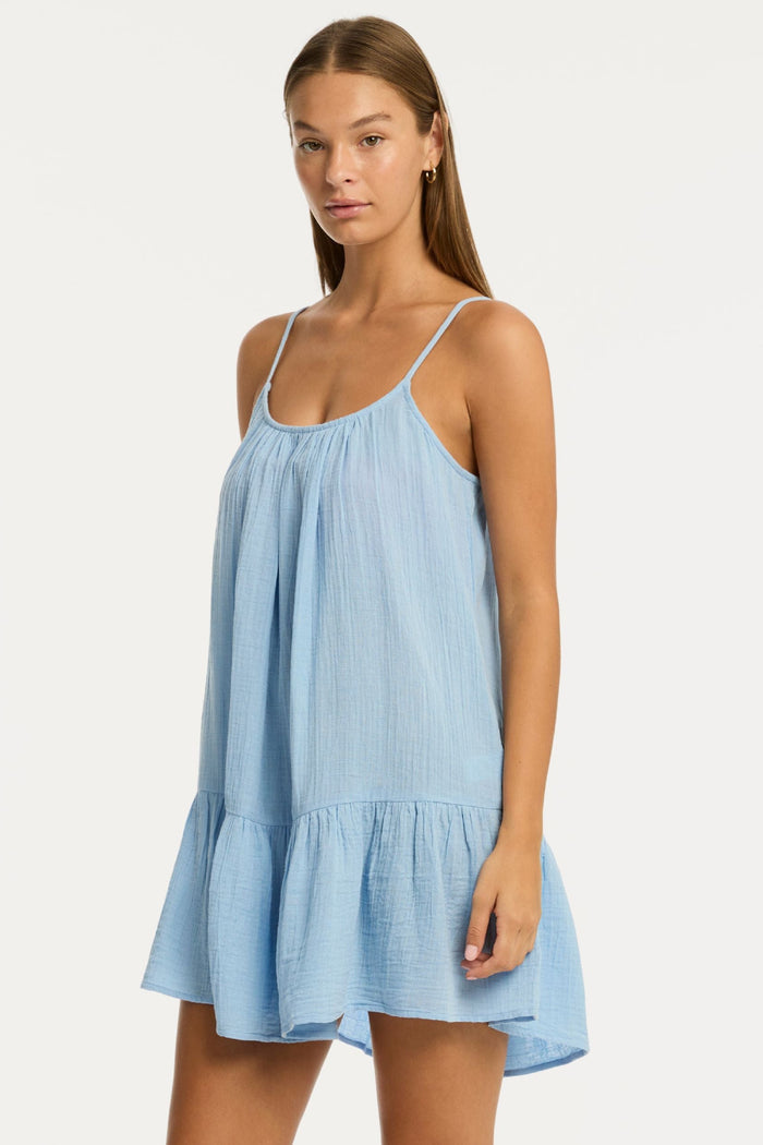 Sunset Cotton Blue Short Sundress