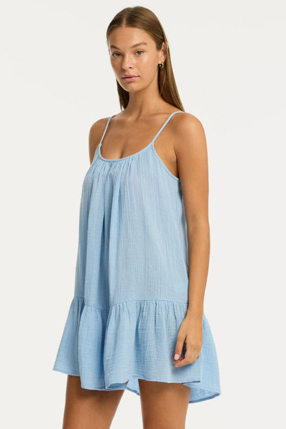 Sunset Cotton Blue Short Sundress
