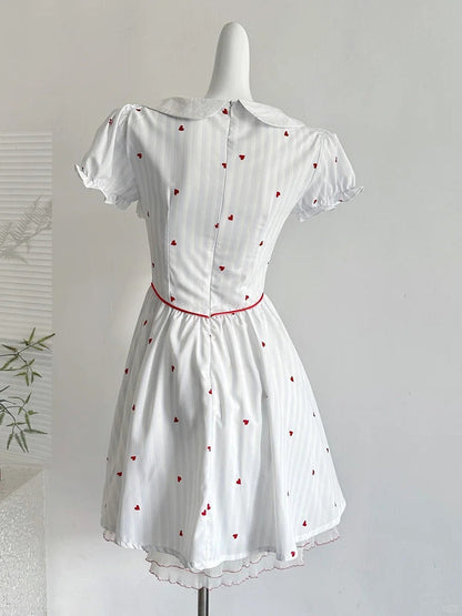 Sweet And Cute White Doll Collar Printed A-line Short 16th Birthday Homecoming Dress