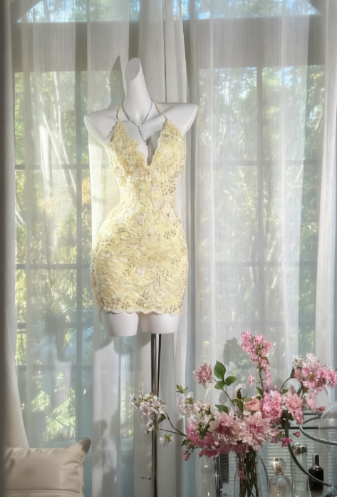 Sweet Halter Sheath Short Prom Dresses Embroidered Applique Homecoming Dresses Pink Birthday Dresses