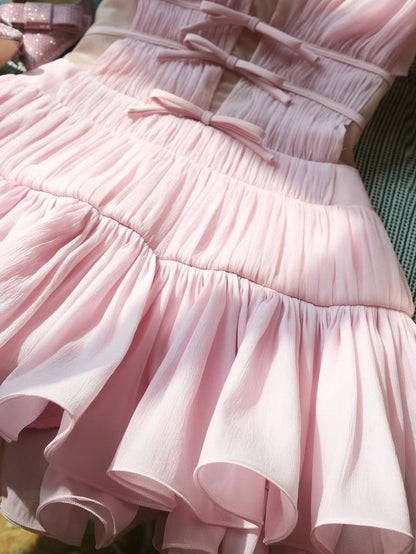 Sweet Pink Chiffon Homecoming Dresses, Short Birthday Party Dress Ruffle Mini Graduation Dress,AST2272