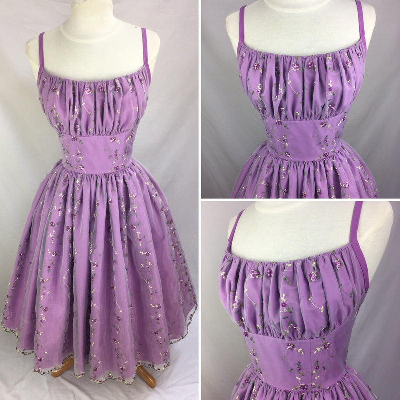 Sweet Purple Flower Embroidery Waist A-line 16th Birthday Homecoming Dress