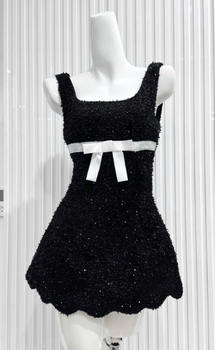 Sweet Square Neck A-Line Short Prom Dresses Black Birthday Dresses Sequin Homecoming Dresses