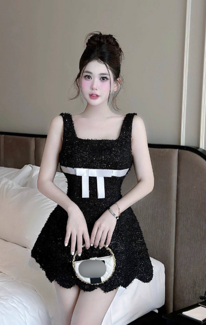 Sweet Square Neck A-Line Short Prom Dresses Black Birthday Dresses Sequin Homecoming Dresses